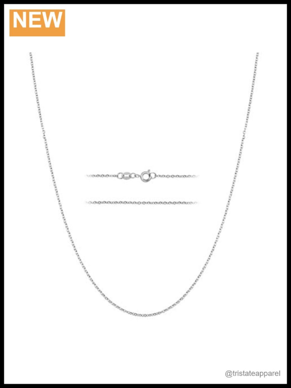 Sterling Silver Plated Cable Chain Necklace 1.5mm Stainless Steel Layering